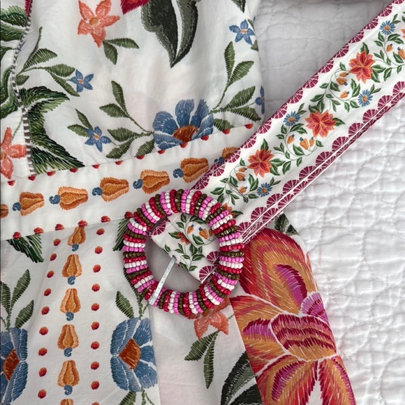FARM Rio Floral Embroidered Romper - White, Pink, Orange, Green - Picture 4 of 4